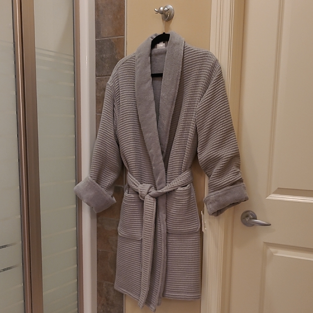Elegant Gray Waffle Bathrobe